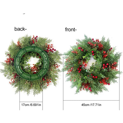 YeeNanee-Couronne de Noël artificielle faite à la main pour porte d'entrée, 18 po, Real Touch, 93.Wreath, Décoration d'intérieur et d'extérieur